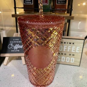 Starbucks Grande Tumbler Cup 2021 Rose Gold Crystals Studded